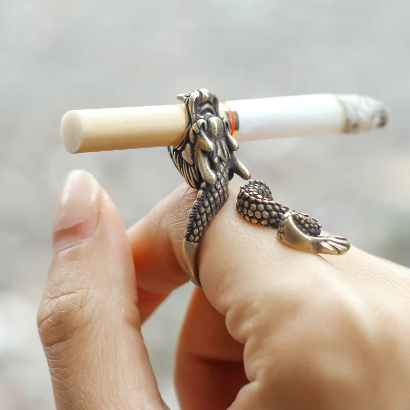 레트로 드래곤 담배 홀더 링 랙 손가락 클립 청동 오프 - Vape Ring 리뷰 및 가격